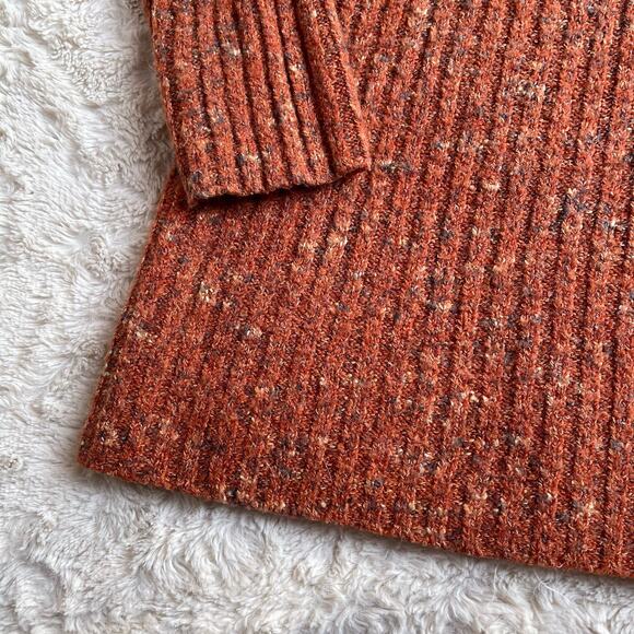 Vintage 90s Y2K ribbed orange turtleneck sweater boucle Spiegel marled oversized - Picture 7 of 17